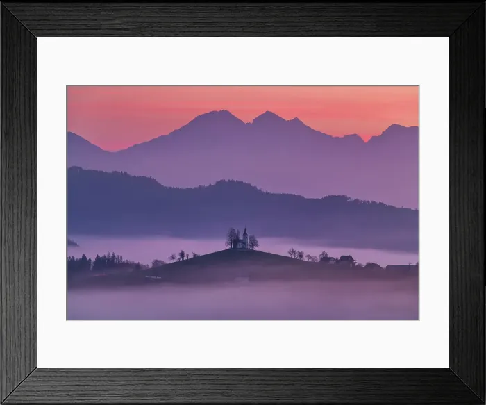 Framed Print : Morning Mist Around Church of St. Thomas, Skofja Loka, Slovenia, Europe Framed Print : Morning Mist Around Church of St. Thomas, Skofja Loka, Slovenia, Europe
