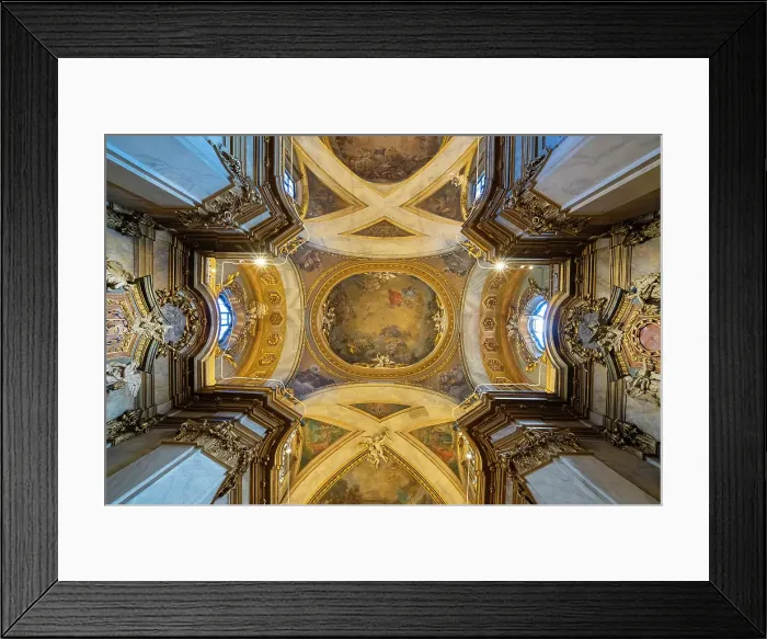 Framed Print : Decorated ceiling inside illuminated Pontifical Basilica of Saint Michael, Madrid, Spain Framed Print : Decorated ceiling inside illuminated Pontifical Basilica of Saint Michael, Madrid, Spain