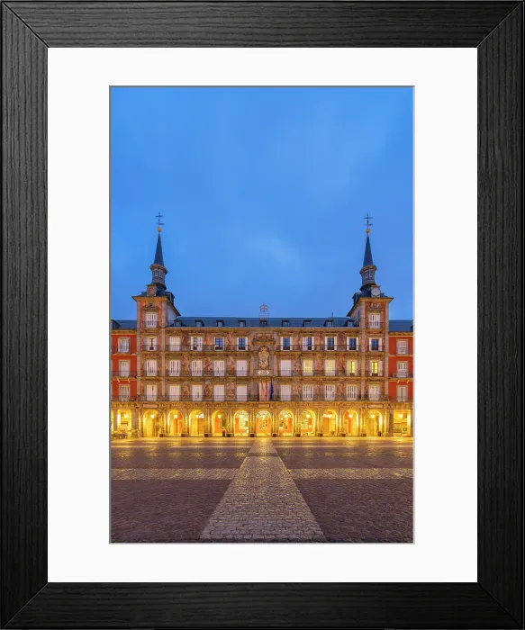 Framed Print : Casa de la Panaderia at Plaza Mayor at twilight, Madrid, Spain