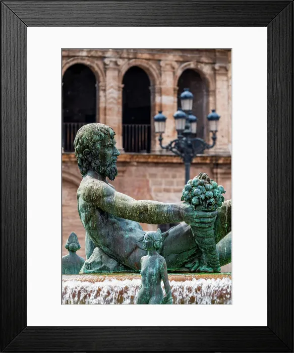Framed Print : Neptune's statue, Turia fountain, Plaza de la Virgen, Valencia, Valencian Community, Spain
