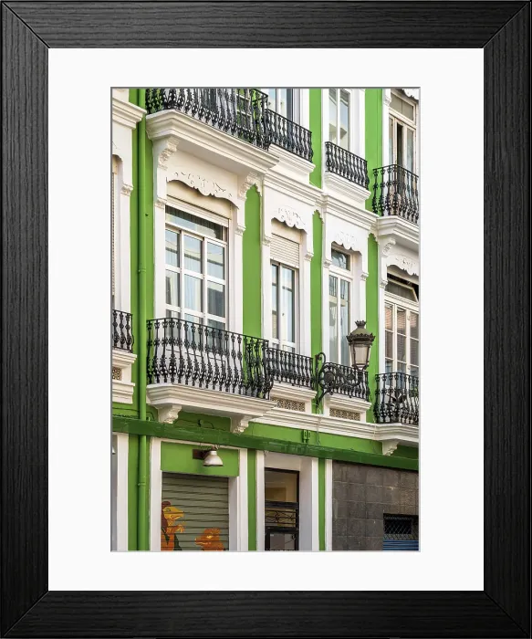 Framed Print : Colorful building in a street of Ruzafa neighborhood, Valencia, Valencian Community, Spain