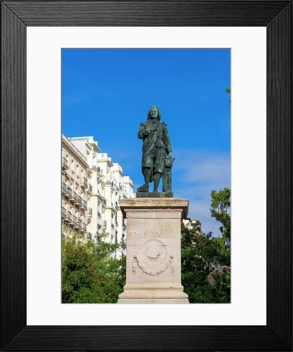 Framed Print : Statue of painter Bartolome Esteban Murillo against sky at Plaza de Murillo, Madrid, Spain Framed Print : Statue of painter Bartolome Esteban Murillo against sky at Plaza de Murillo, Madrid, Spain