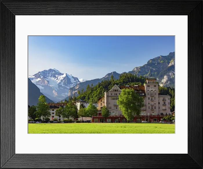 Framed Print : Hohematte Park with Jungfrau mountain in the background, Interlaken, Switzerland Framed Print : Hohematte Park with Jungfrau mountain in the background, Interlaken, Switzerland