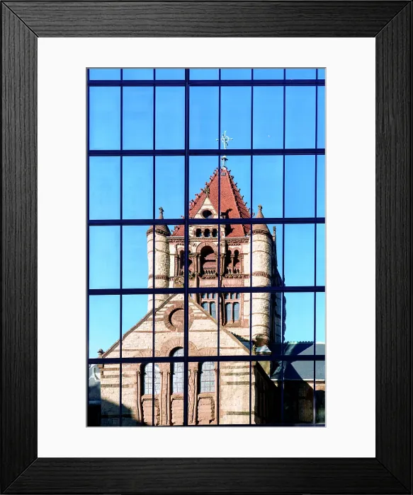 Framed Print : Trinity Church Boston, reflection in modern building Boston, Massachusetts, USA Framed Print : Trinity Church Boston, reflection in modern building Boston, Massachusetts, USA