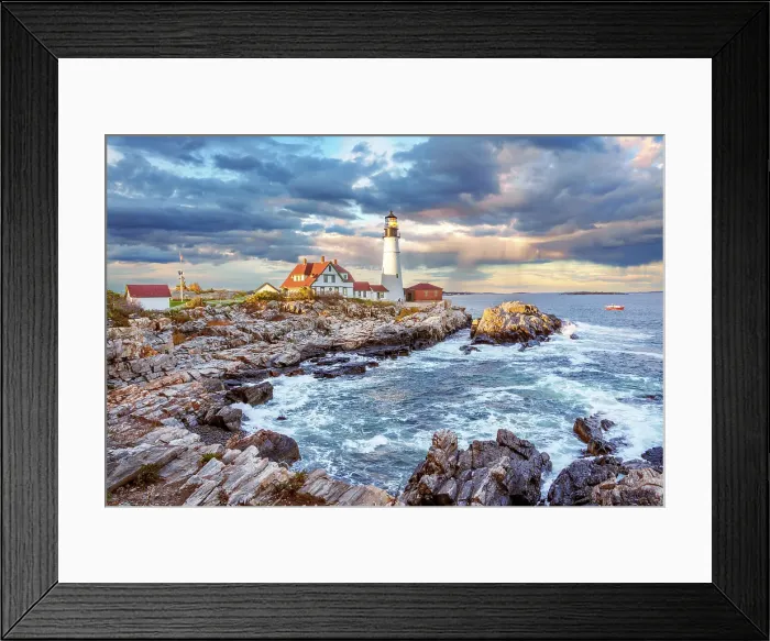 Framed Print : Portland Head Lighthouse, Cape Elizabeth, Sunset Portland Maine, New England, USA Framed Print : Portland Head Lighthouse, Cape Elizabeth, Sunset Portland Maine, New England, USA