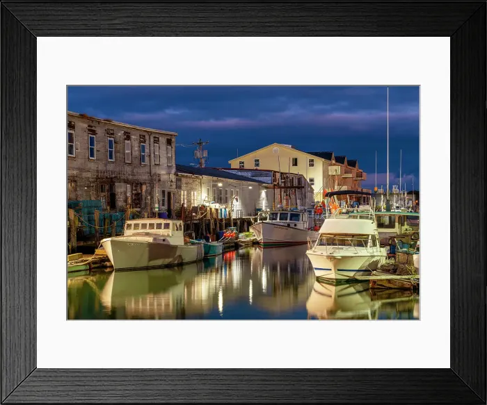 Framed Print : Historic Old Port and Fish Market at Night Portland Maine, New England, USA Framed Print : Historic Old Port and Fish Market at Night Portland Maine, New England, USA