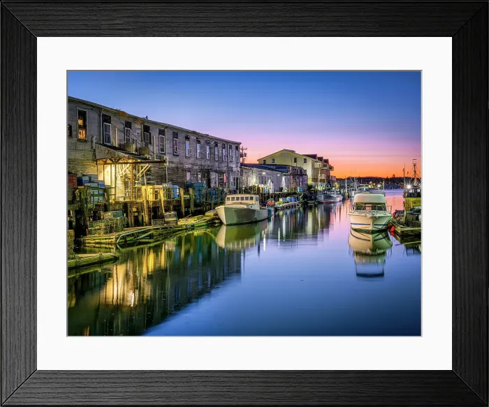 Framed Print : Historic Old Port and Fish Market at Sunrise Portland Maine, New England, USA