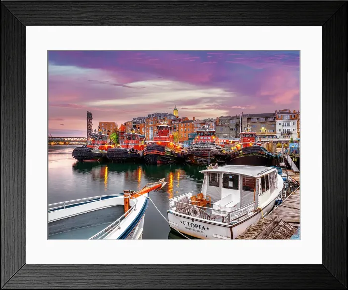 Framed Print : Portsmouth Harbor and Moran Tugboats, Portsmouth, New Hampshire, New England, USA Framed Print : Portsmouth Harbor and Moran Tugboats, Portsmouth, New Hampshire, New England, USA
