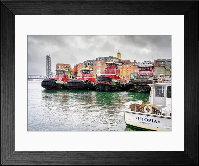 Framed Print : Portsmouth Harbor and Moran Tugboats, Portsmouth, New Hampshire, New England, USA Framed Print : Portsmouth Harbor and Moran Tugboats, Portsmouth, New Hampshire, New England, USA