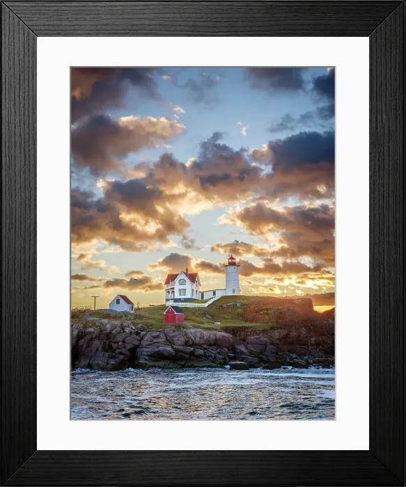Framed Print : Sunrise at Cape Neddick Lighthouse also called Nubble Lighthouse, York, Maine, New England, USA Framed Print : Sunrise at Cape Neddick Lighthouse also called Nubble Lighthouse, York, Maine, New England, USA