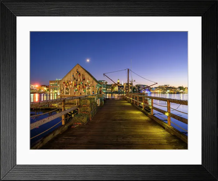 Framed Print : Lobster Shack at Sunset with Portsmouth Skyline Badgers Island Kittery, Maine, New England, USA Framed Print : Lobster Shack at Sunset with Portsmouth Skyline Badgers Island Kittery, Maine, New England, USA