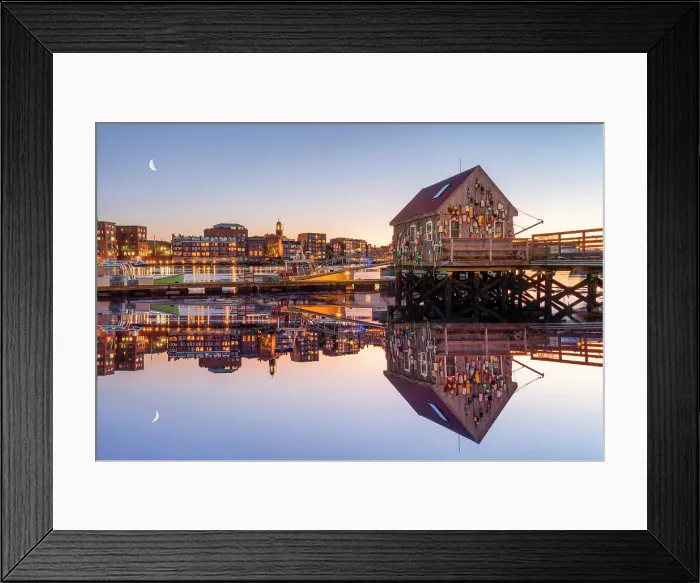 Framed Print : Lobster Shack at Sunset, Badgers Island, Kittery, Maine, New England, USA