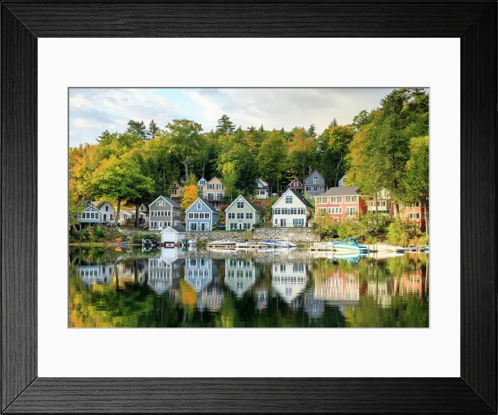 Framed Print : Colourful houses on Lake Winnipesaukee, New Hampshire, New England, USA Framed Print : Colourful houses on Lake Winnipesaukee, New Hampshire, New England, USA