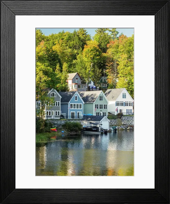 Framed Print : Colourful houses on Lake Winnipesaukee, New Hampshire, New England, USA Framed Print : Colourful houses on Lake Winnipesaukee, New Hampshire, New England, USA