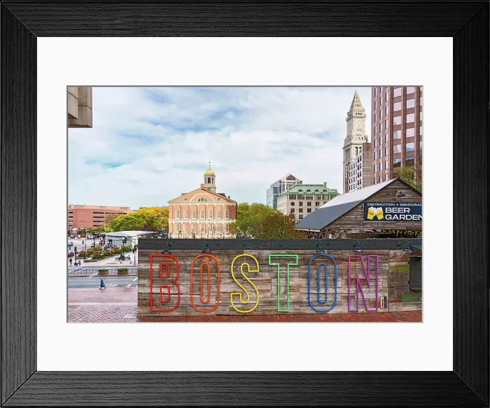Framed Print : Iconic Boston Sign in Downtown Boston Boston, Massachusetts, USA
