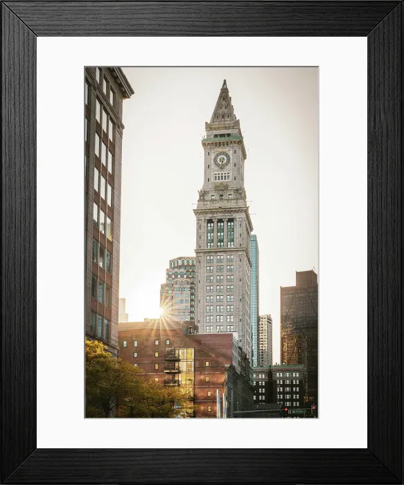 Framed Print : Skyline of Custom House Clock Tower in Downtown Boston at Night Boston, Massachusetts, USA