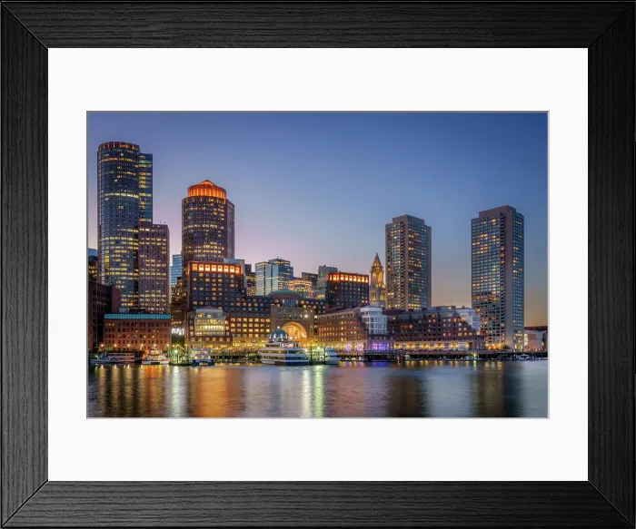 Framed Print : Boston Old Harbor Waterfront at Blue Hour Boston, Massachusetts, USA Framed Print : Boston Old Harbor Waterfront at Blue Hour Boston, Massachusetts, USA