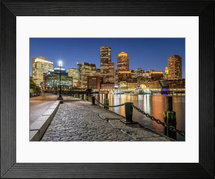 Framed Print : Boston Old Harbor Waterfront at Blue Hour Boston, Massachusetts, USA Framed Print : Boston Old Harbor Waterfront at Blue Hour Boston, Massachusetts, USA