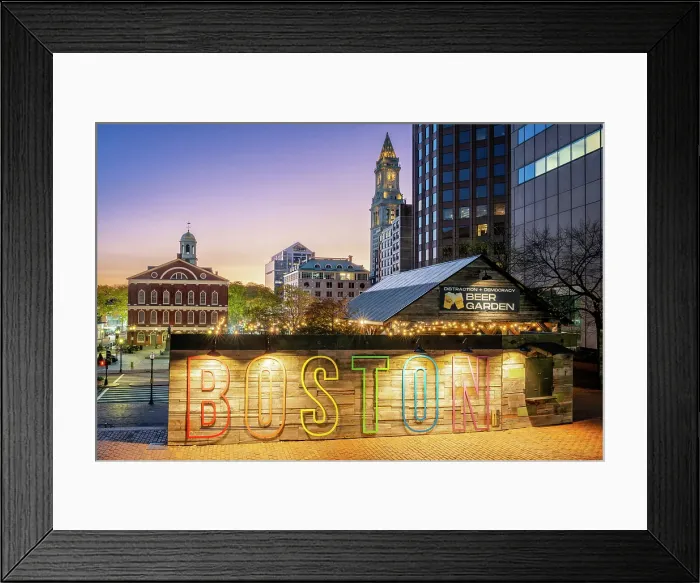 Framed Print : Iconic Boston Sign in Downtown Boston Boston, Massachusetts, USA Framed Print : Iconic Boston Sign in Downtown Boston Boston, Massachusetts, USA