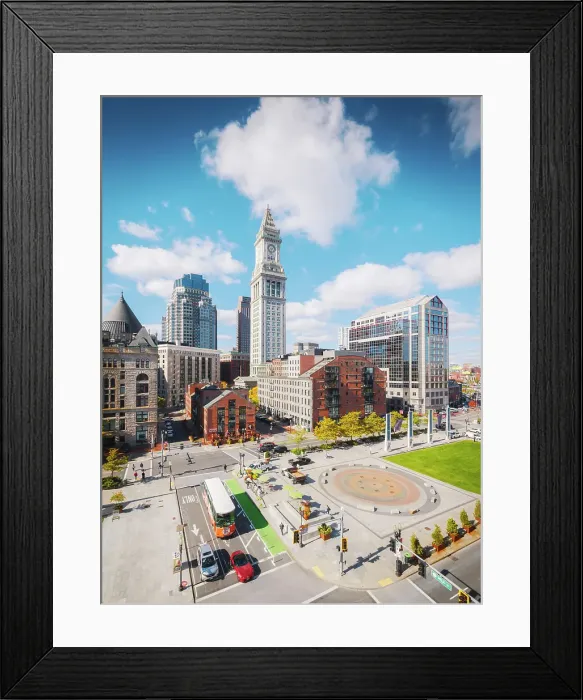 Framed Print : Skyline of Custom House Clock Tower in Downtown Boston Boston, Massachusetts, USA Framed Print : Skyline of Custom House Clock Tower in Downtown Boston Boston, Massachusetts, USA