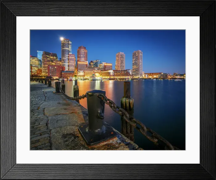 Framed Print : Full Moon, Boston Old Harbor Waterfront Boston, Massachusetts, USA Framed Print : Full Moon, Boston Old Harbor Waterfront Boston, Massachusetts, USA