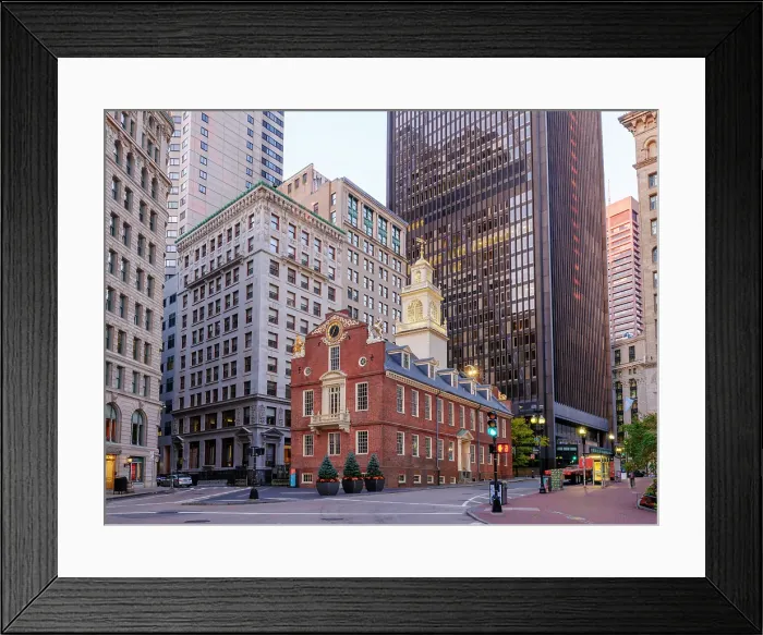 Framed Print : Old State House in Downtown Boston The building, dating back to 1713, is one of BostonAos oldest public buildings and an important historical site associated with the American Revolution, Boston, Massachusetts, USA Framed Print : Old State House in Downtown Boston The building, dating back to 1713, is one of BostonAos oldest public buildings and an important historical site associated with the American Revolution, Boston, Massachusetts, USA