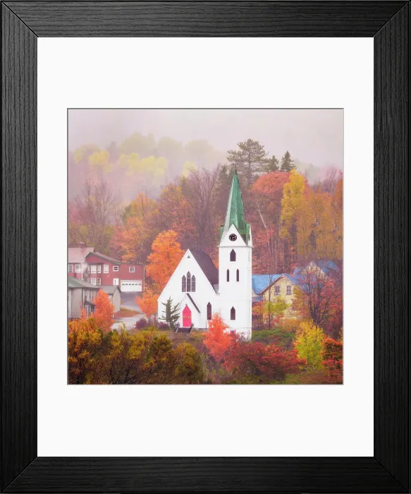 Framed Print : Idyllic Church in Brighton Vermont on a foggy and moody late Fall Day, Brighton Northeast Kingdom of Vermont, Vermont, New England, USA Framed Print : Idyllic Church in Brighton Vermont on a foggy and moody late Fall Day, Brighton Northeast Kingdom of Vermont, Vermont, New England, USA