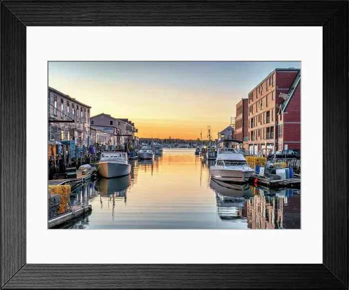 Framed Print : Historic Old Port and Fish Market at Sunrise Portland Maine, New England, USA Framed Print : Historic Old Port and Fish Market at Sunrise Portland Maine, New England, USA