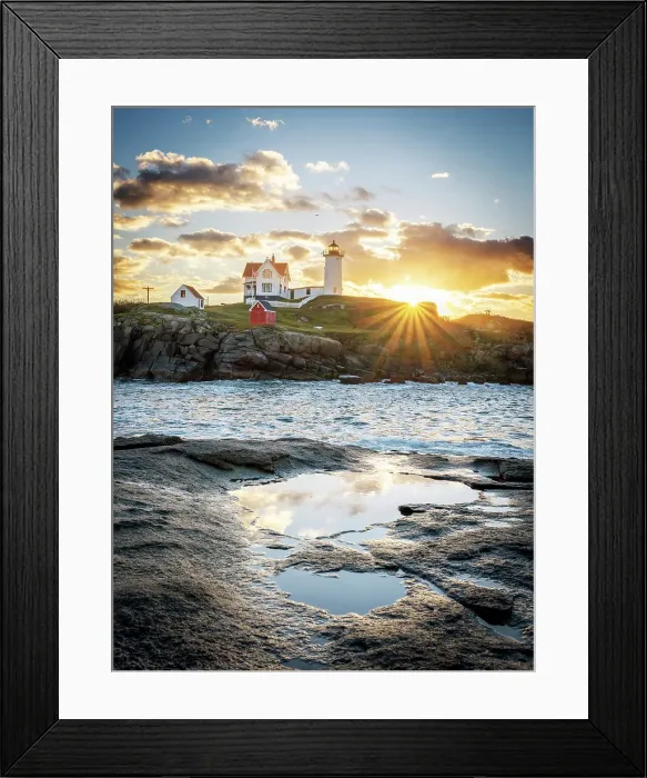 Framed Print : Sunrise at Cape Neddick Lighthouse also called Nubble Lighthouse, York, Maine, New England, USA Framed Print : Sunrise at Cape Neddick Lighthouse also called Nubble Lighthouse, York, Maine, New England, USA