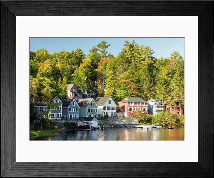 Framed Print : Colourful houses on Lake Winnipesaukee, New Hampshire, New England, USA Framed Print : Colourful houses on Lake Winnipesaukee, New Hampshire, New England, USA