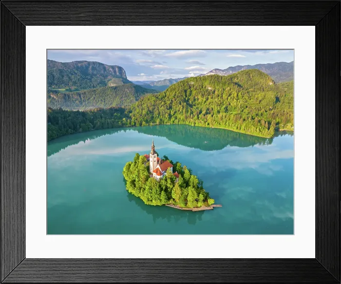 Framed Print : Slovenia, Lake Bled, Blejski Otok island, St. Mary's church Framed Print : Slovenia, Lake Bled, Blejski Otok island, St. Mary's church