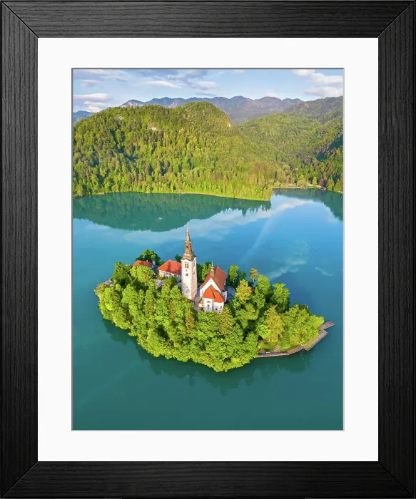 Framed Print : Slovenia, Lake Bled, Blejski Otok island, St. Mary's church Framed Print : Slovenia, Lake Bled, Blejski Otok island, St. Mary's church