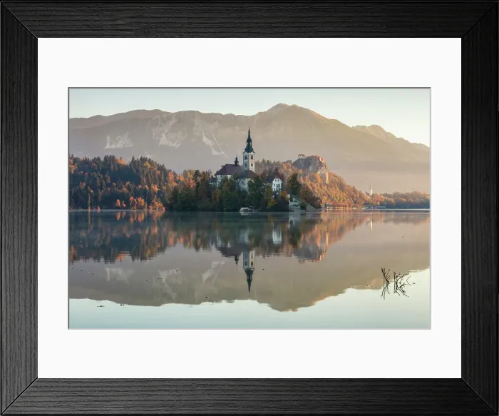 Framed Print : Slovenia, Lake Bled, Blejski Otok island, St. Mary's church Framed Print : Slovenia, Lake Bled, Blejski Otok island, St. Mary's church