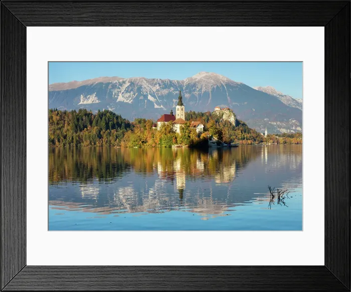 Framed Print : Slovenia, Lake Bled, Blejski Otok island, St. Mary's church Framed Print : Slovenia, Lake Bled, Blejski Otok island, St. Mary's church