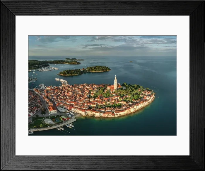 Framed Print : View over the Old town to St.Caterina Island, Rovinj, Istria, Croatia