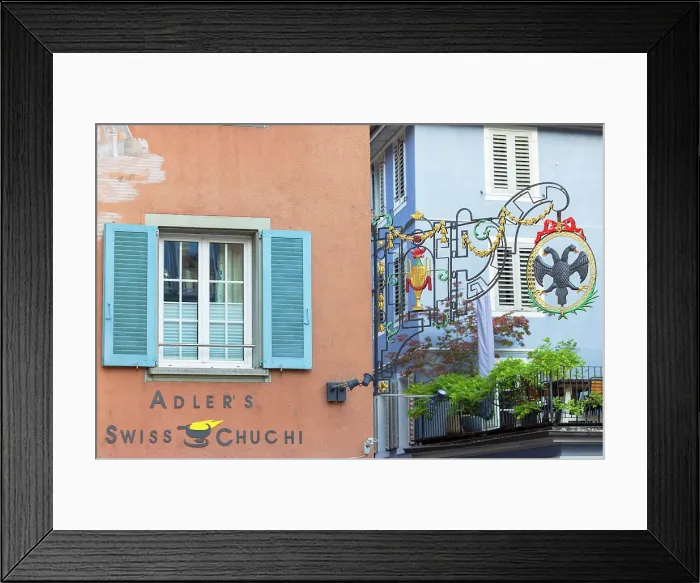Framed Print : Sign of Swiss Chuchi Restaurant in Old Town, Zurich, Switzerland Framed Print : Sign of Swiss Chuchi Restaurant in Old Town, Zurich, Switzerland