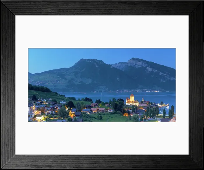Framed Print : Spiez Castle at dusk, Spiez, Canton of Bern, Switzerland Framed Print : Spiez Castle at dusk, Spiez, Canton of Bern, Switzerland
