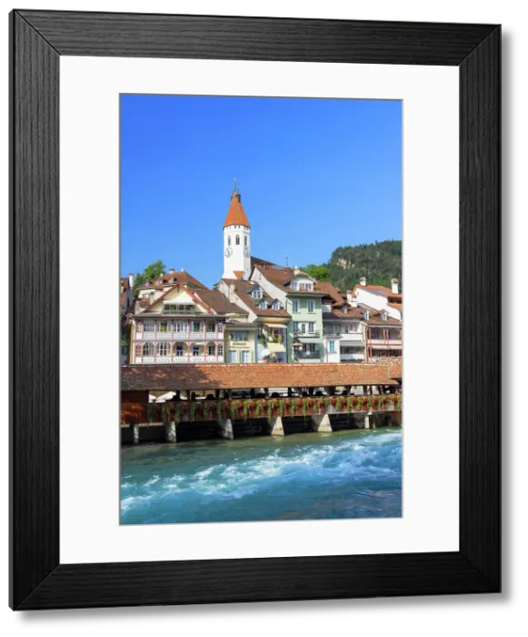 Framed Print : Mill Lock Bridge, Thun Town Church and Aare River, Thun, Canton of Bern, Switzerland Framed Print : Mill Lock Bridge, Thun Town Church and Aare River, Thun, Canton of Bern, Switzerland