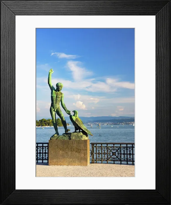 Framed Print : Statue at Lake Zurich, Zurich, Switzerland Framed Print : Statue at Lake Zurich, Zurich, Switzerland
