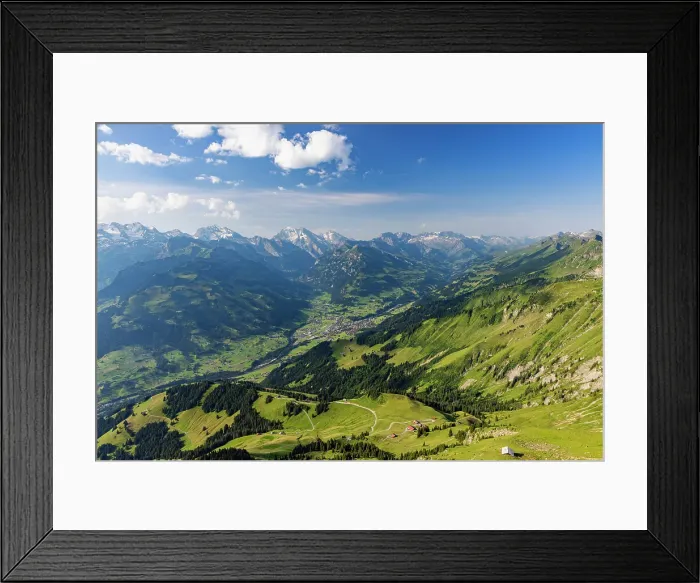 Framed Print : View of Kander Valley and mountains from Niesen mountain, Canton of Bern, Switzerland
