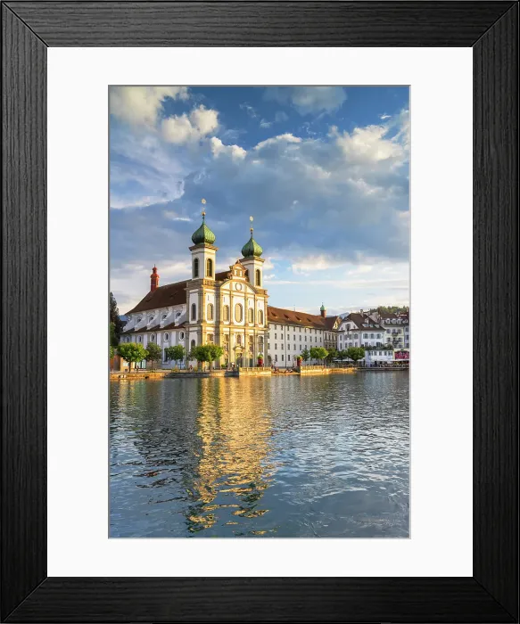 Framed Print : Franz Xaver Jesuit Church and Reuss River, Lucerne, Switzerland