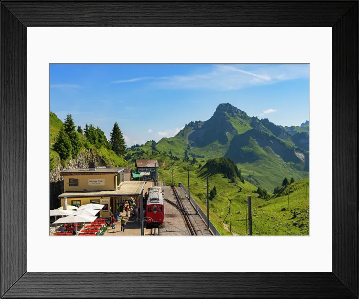 Framed Print : Train of cogwheel railway at Schynige Platte station, Jungfrau Region, Bernese Oberland, Switzerland Framed Print : Train of cogwheel railway at Schynige Platte station, Jungfrau Region, Bernese Oberland, Switzerland
