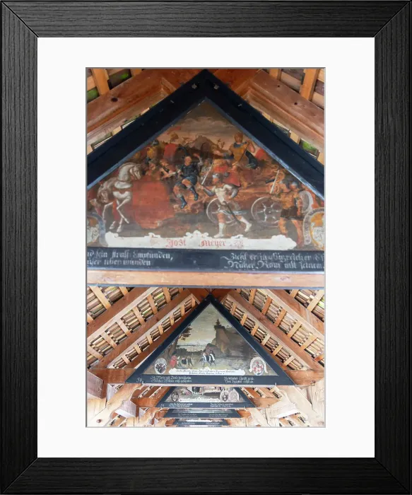 Framed Print : Paintings on ceiling of Chapel Bridge, Lucerne, Switzerland Framed Print : Paintings on ceiling of Chapel Bridge, Lucerne, Switzerland