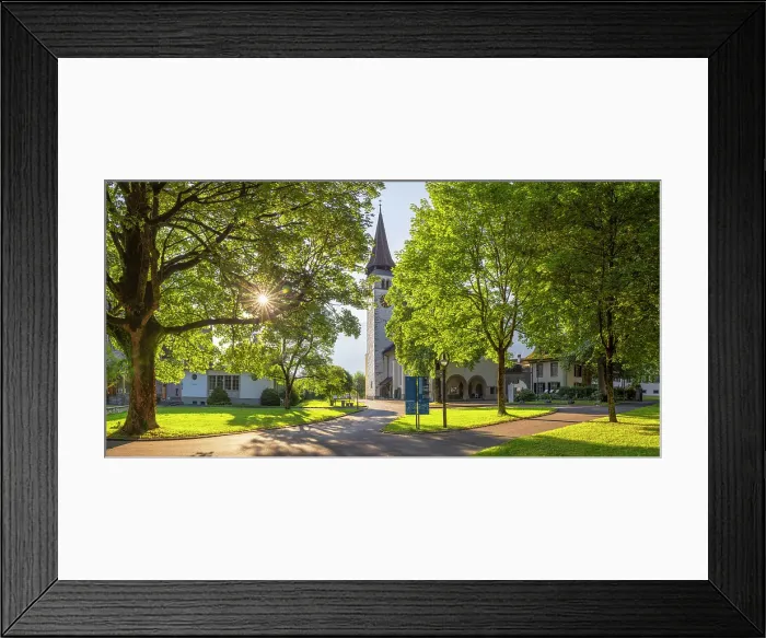 Framed Print : Reformed Castle Church, monastery and Interlaken Castle, Interlaken, Switzerland Framed Print : Reformed Castle Church, monastery and Interlaken Castle, Interlaken, Switzerland