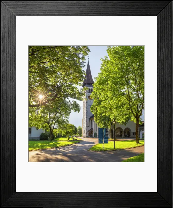Framed Print : Reformed Castle Church, monastery and Interlaken Castle, Interlaken, Switzerland Framed Print : Reformed Castle Church, monastery and Interlaken Castle, Interlaken, Switzerland