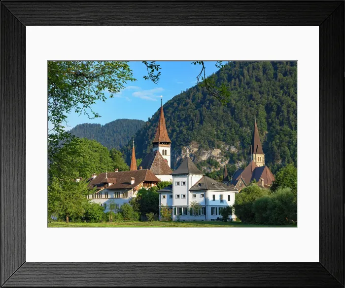 Framed Print : Reformed Castle Church, monastery and Interlaken Castle, Interlaken, Switzerland Framed Print : Reformed Castle Church, monastery and Interlaken Castle, Interlaken, Switzerland
