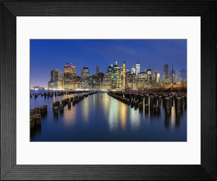 Framed Print : Manhattan from Pier 1 at dusk, Brooklyn Bridge Park, Manhattan, New York City, New York, USA Framed Print : Manhattan from Pier 1 at dusk, Brooklyn Bridge Park, Manhattan, New York City, New York, USA