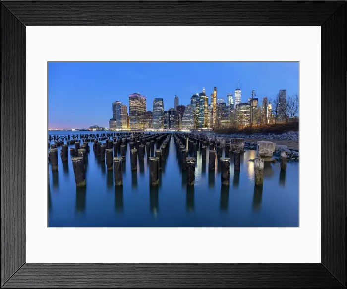 Framed Print : Manhattan from Pier 1 at dusk, Brooklyn Bridge Park, Manhattan, New York City, New York, USA Framed Print : Manhattan from Pier 1 at dusk, Brooklyn Bridge Park, Manhattan, New York City, New York, USA