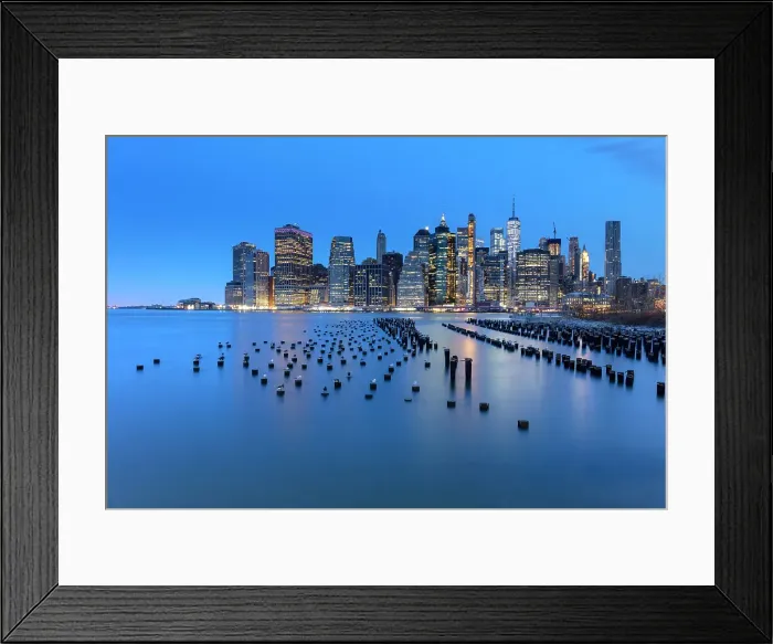 Framed Print : Manhattan from Pier 1 at dusk, Brooklyn Bridge Park, Manhattan, New York City, New York, USA Framed Print : Manhattan from Pier 1 at dusk, Brooklyn Bridge Park, Manhattan, New York City, New York, USA