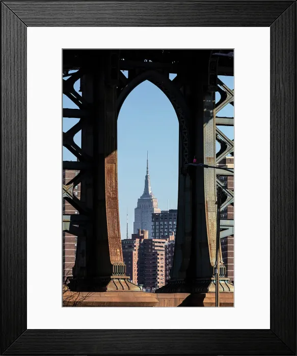 Framed Print : Empire State Building framed by Manhattan Bridger, Brooklyn, New York City, New York, USA Framed Print : Empire State Building framed by Manhattan Bridger, Brooklyn, New York City, New York, USA